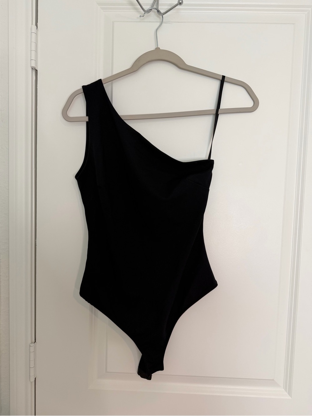 Free People Black Asymmetric One-Shoulder Bodysuit